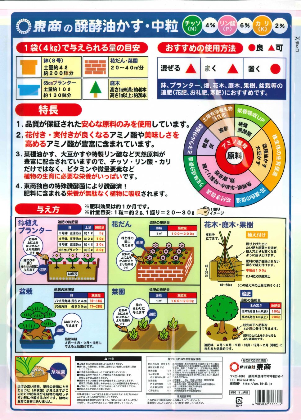 醗酵油かす中粒 製品情報 株式会社 東 商