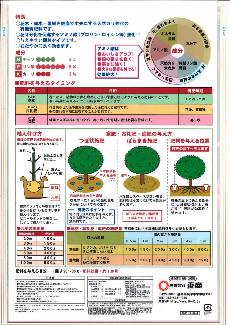 花木 庭木の肥料 製品情報 株式会社 東 商